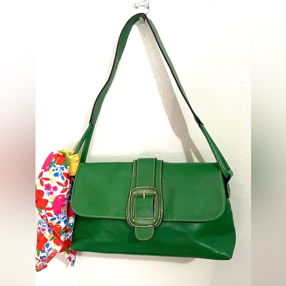 Liz & Co  Green Faux Leather Shoulder Bag